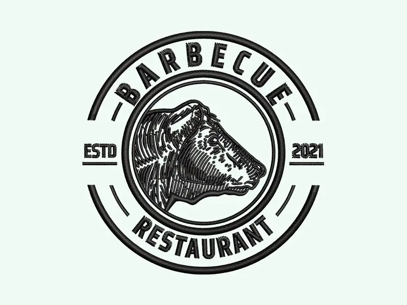 Engraved-style restaurant badge: digitized result