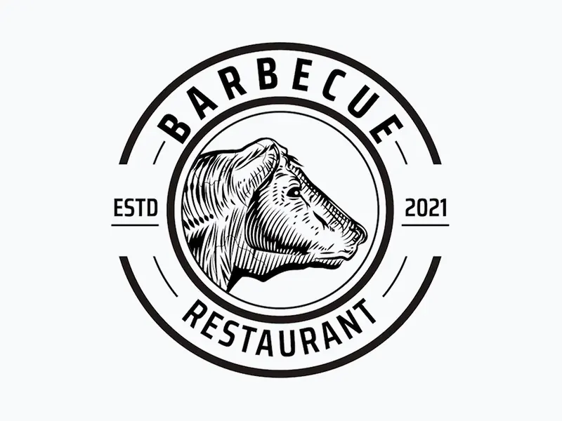 Engraved-style restaurant badge: original artwork