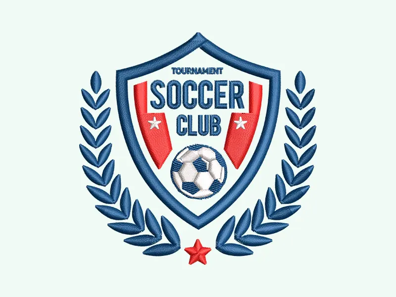 Soccer club crest with laurels: digitized result