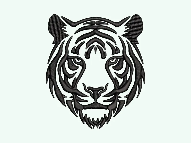 Tiger mascot, full-color fill: digitized result